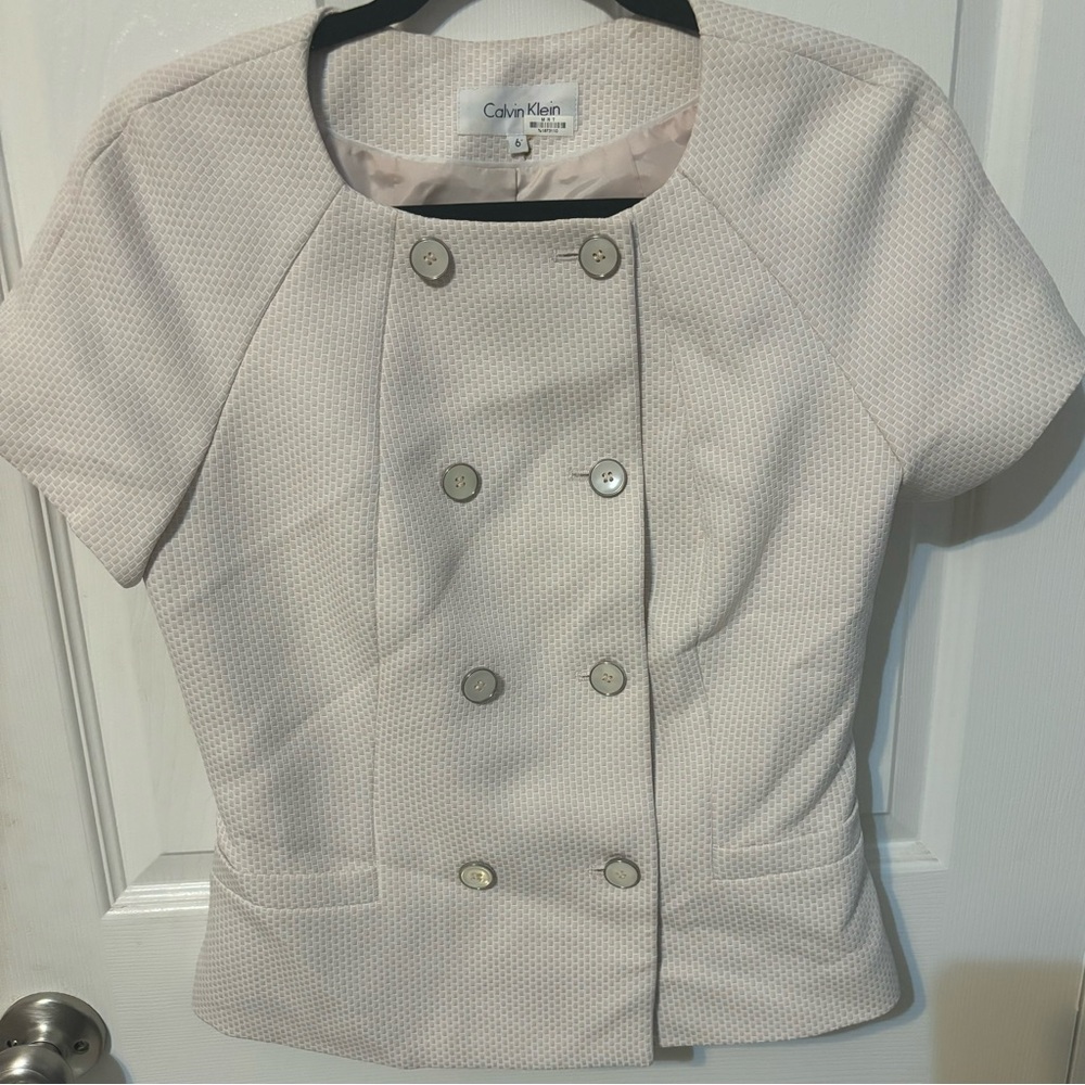 Calvin Klein‎ Short Sleeve Blazer Light Beige/Pink Size 6